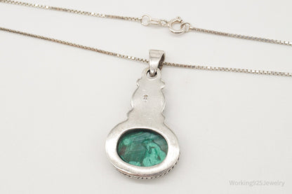 Vintage Large Malachite Southwestern Sterling Silver Necklace