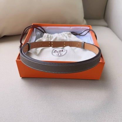 Hermes Men Gold Buckle Belt 'Grey'