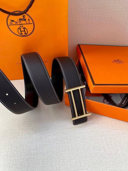Hermes Men Gold Buckle Belt 'Brown'