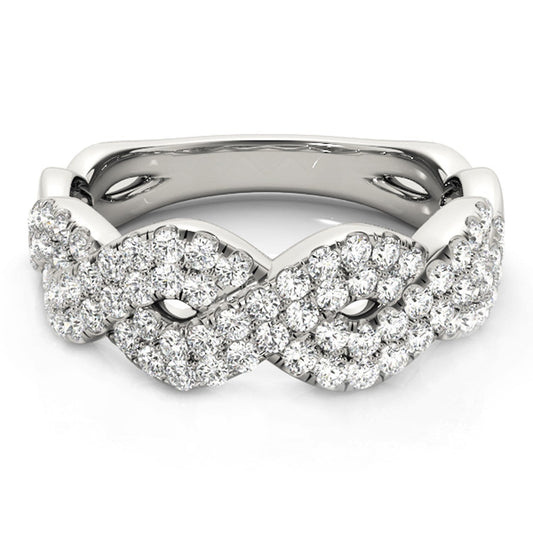 Diamond Studded Interlocking Waves Ring in 14k White Gold (5/8 cttw) — photo 2 of 8