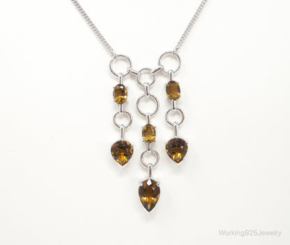 Vintage Smoky Topaz Modernist Sterling Silver Necklace