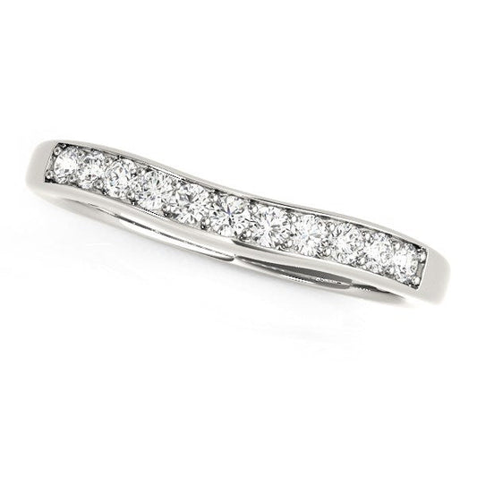 14k White Gold Curved Diamond Wedding Band (1/4 cttw) — photo 1 of 2