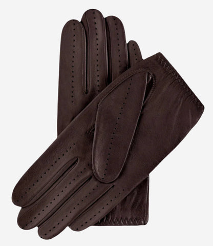 Alessa (darkbrown) - Classic Italian lambskin leather driving gloves — photo 2 of 10