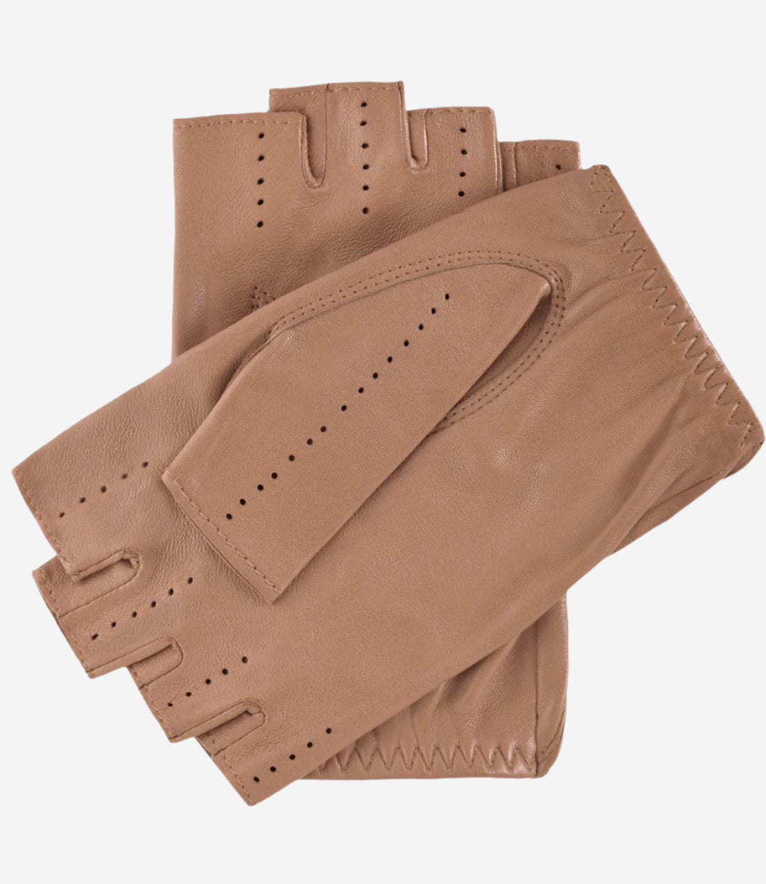 Rossana (beige) - Italian fingerless lambskin leather driving gloves — photo 2 of 8