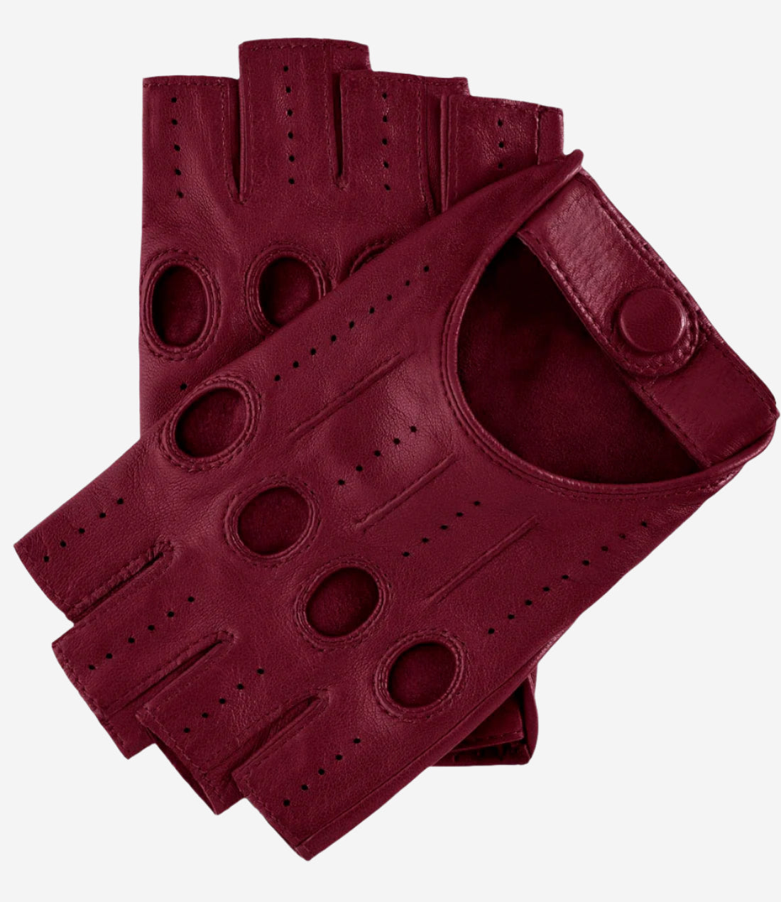 Rossana (berry) - Italian fingerless lambskin leather driving gloves — photo 1 of 7