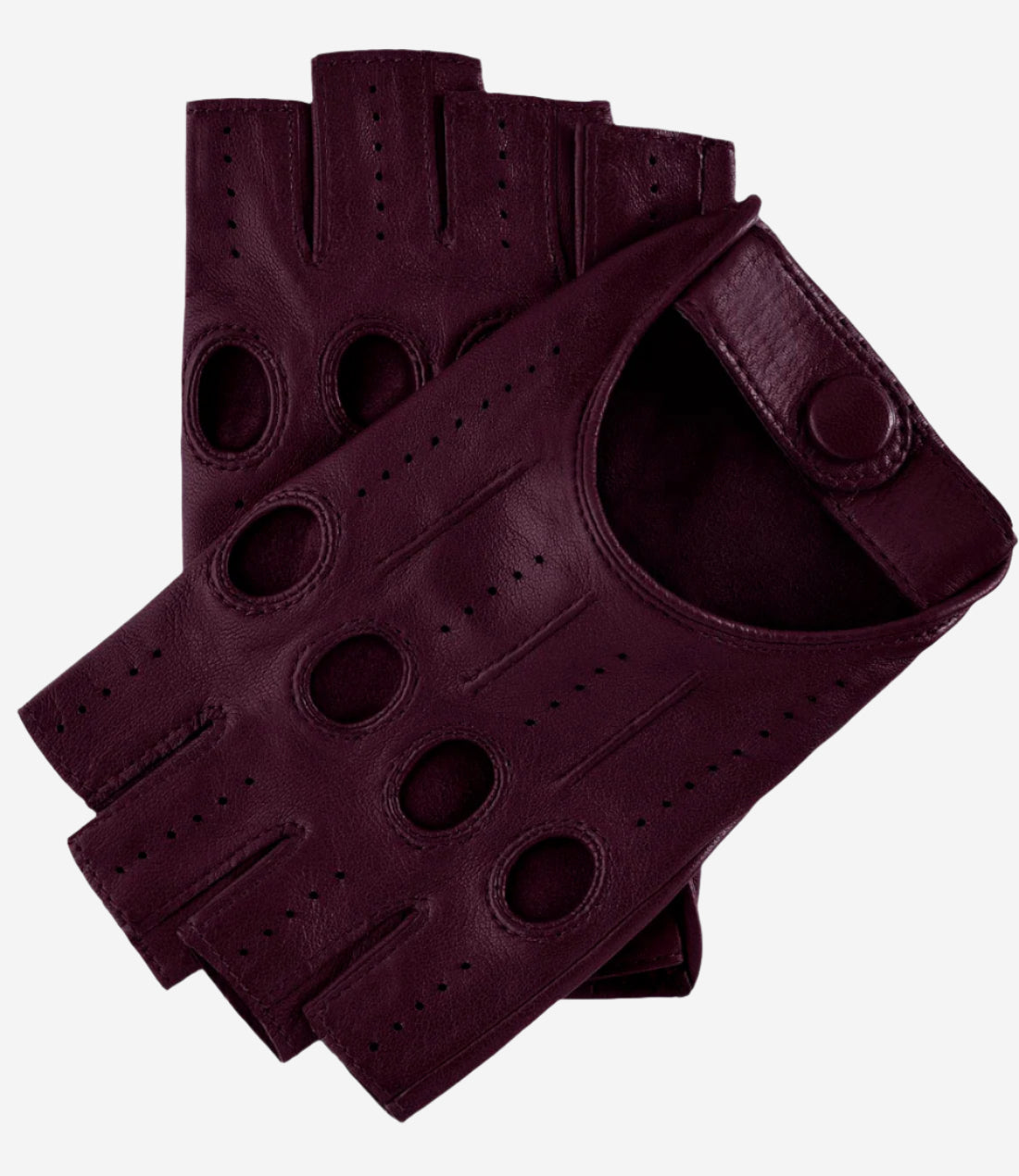 Rossana (eggplant) - Italian fingerless lambskin leather driving gloves — photo 1 of 7