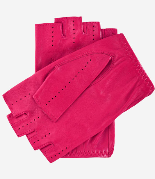 Rossana (fuschia) - Italian fingerless lambskin leather driving gloves — photo 2 of 8