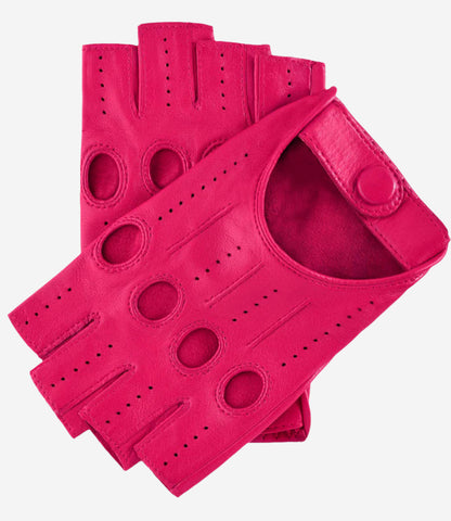 Rossana (fuschia) - Italian fingerless lambskin leather driving gloves — photo 1 of 8
