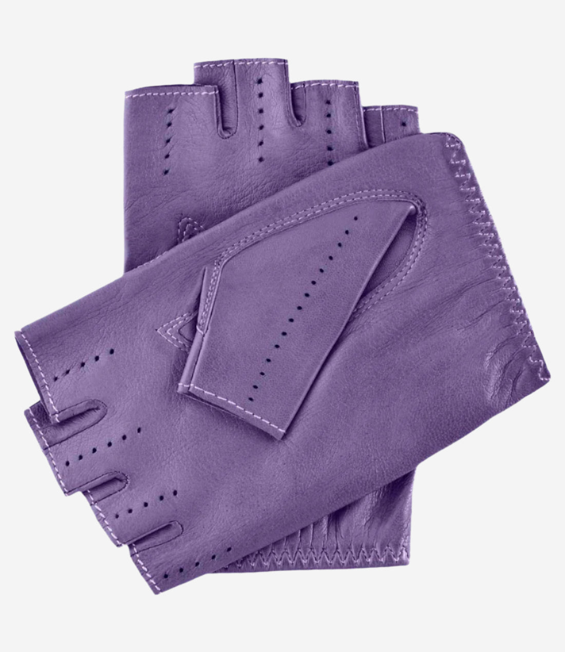 Rossana (lilac) - Italian fingerless lambskin leather driving gloves — photo 2 of 8