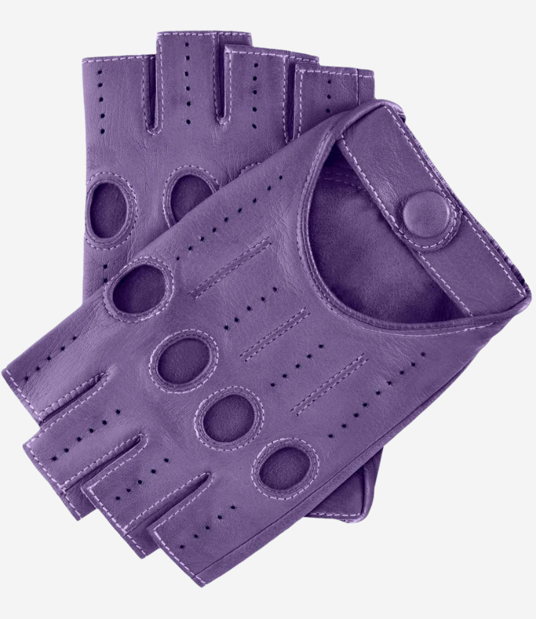 Rossana (lilac) - Italian fingerless lambskin leather driving gloves — photo 1 of 8