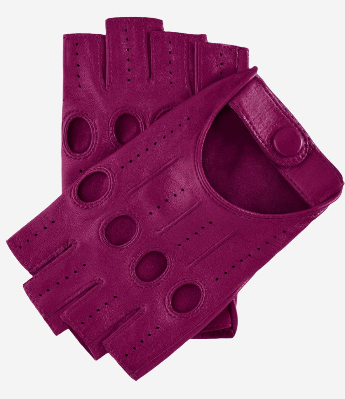 Rossana (magenta) - Italian fingerless lambskin leather driving gloves — photo 1 of 8