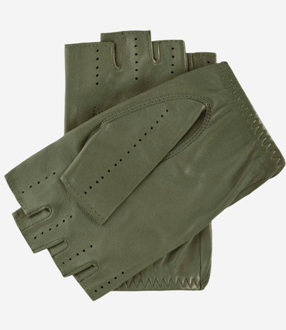 Rossana (olive) - Italian fingerless lambskin leather driving gloves — photo 2 of 8