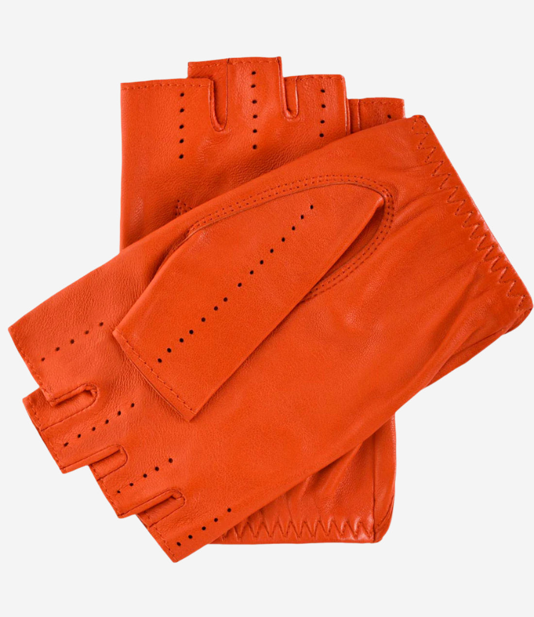 Rossana (orange) - Italian fingerless lambskin leather driving gloves — photo 2 of 8