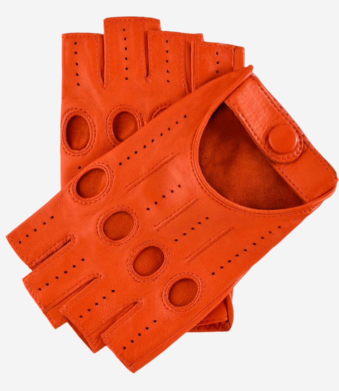 Rossana (orange) - Italian fingerless lambskin leather driving gloves — photo 1 of 8