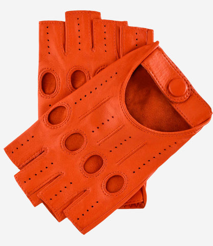 Rossana (orange) - Italian fingerless lambskin leather driving gloves — photo 1 of 8