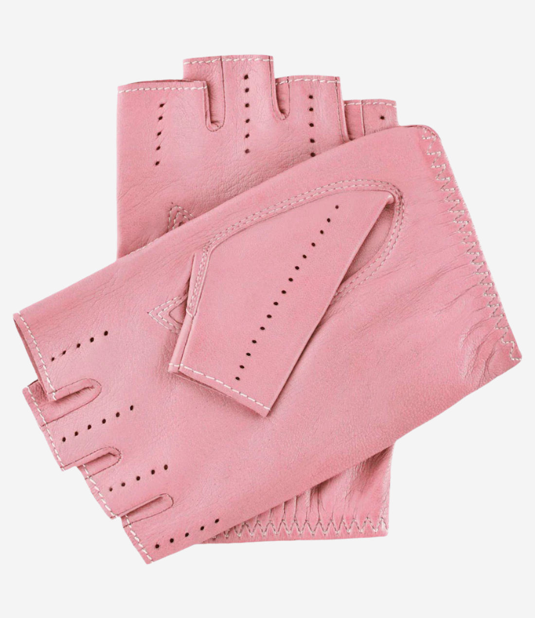 Rossana (pink) - Italian fingerless lambskin leather driving gloves — photo 2 of 8