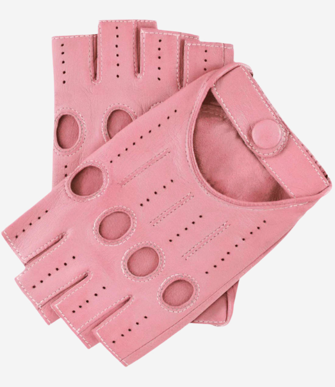 Rossana (pink) - Italian fingerless lambskin leather driving gloves — photo 1 of 8
