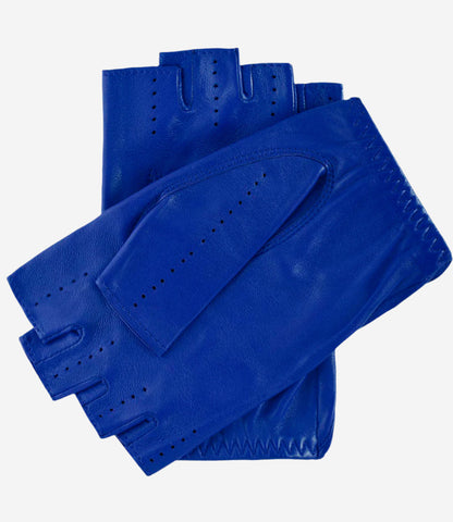 Rossana (rylblue) - Italian fingerless lambskin leather driving gloves — photo 2 of 8
