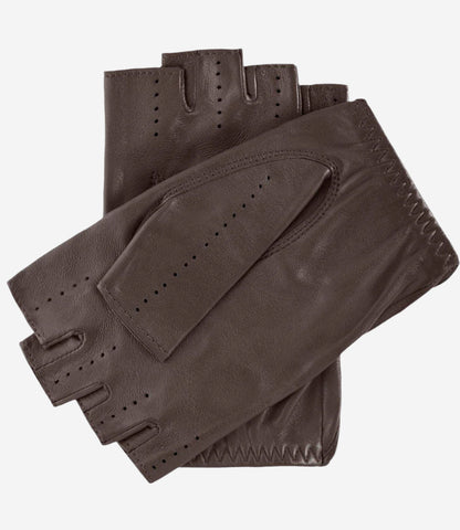 Rossana (taupe) - Italian fingerless lambskin leather driving gloves — photo 2 of 8