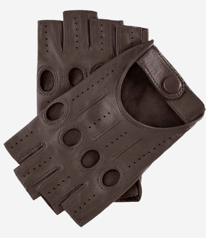 Rossana (taupe) - Italian fingerless lambskin leather driving gloves — photo 1 of 8