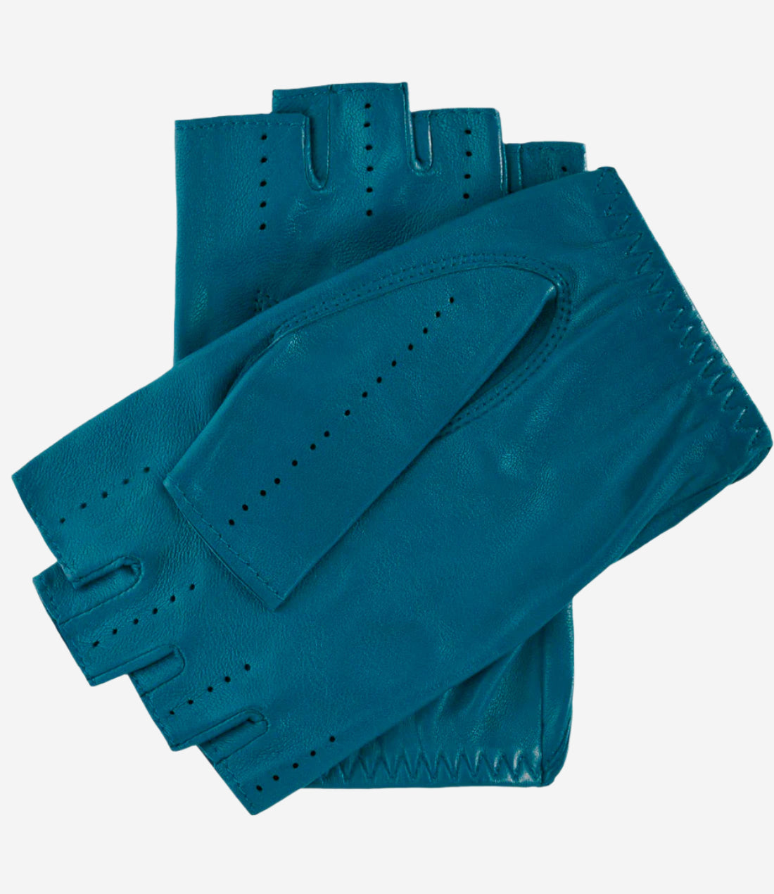 Rossana (turquoise) - Italian fingerless lambskin leather driving gloves — photo 2 of 8