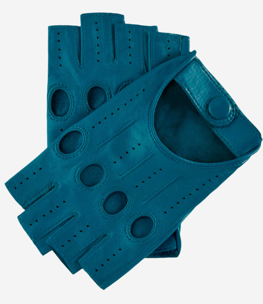 Rossana (turquoise) - Italian fingerless lambskin leather driving gloves — photo 1 of 8
