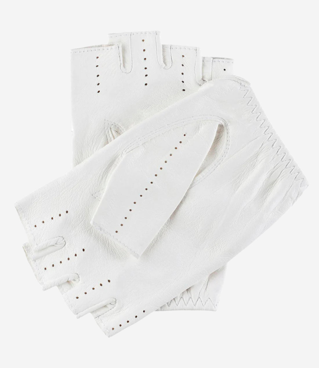 Rossana (white) - Italian fingerless lambskin leather driving gloves — photo 2 of 8