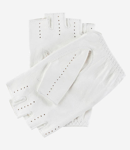 Rossana (white) - Italian fingerless lambskin leather driving gloves — photo 2 of 8