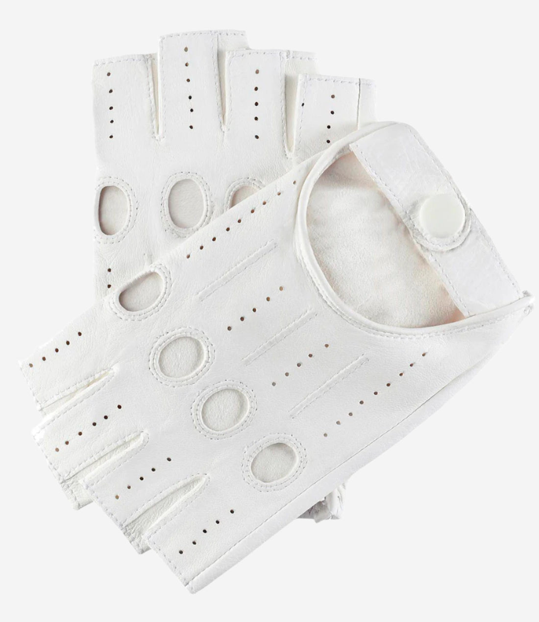 Rossana (white) - Italian fingerless lambskin leather driving gloves — photo 1 of 8