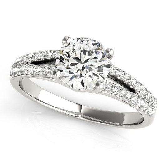 14k White Gold Split Shank Round Diamond Engagement Ring (1 1/8 cttw) — photo 1 of 8