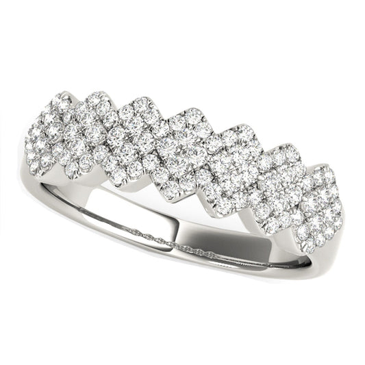 Diamond Studded Wide Multi-Diagonal Pattern Ring in 14k White Gold (5/8 cttw) — photo 1 of 8