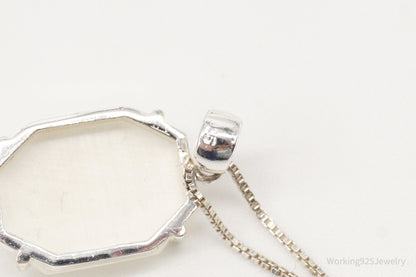 Vintage Art Deco Style Mother of Pearl Sterling Silver Necklace