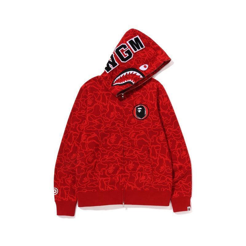 BAPE Line Camo Shark Full Zip Hoodie A Bathing Ape 'Red'