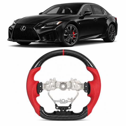 Carbon Fiber Steering Wheel for Lexus IS 2013-2025 & RC F NX300 2015-2020 Red Leather