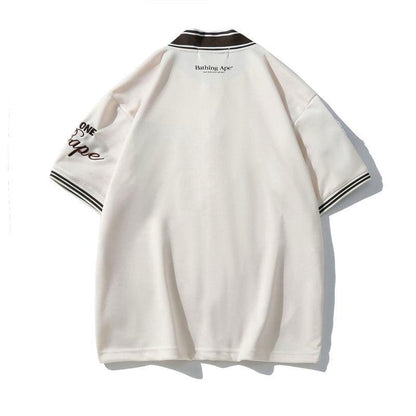BATHNIG APE Men's BASEBALL JERSEY S/S SHIRT Brown / Ivory / Green