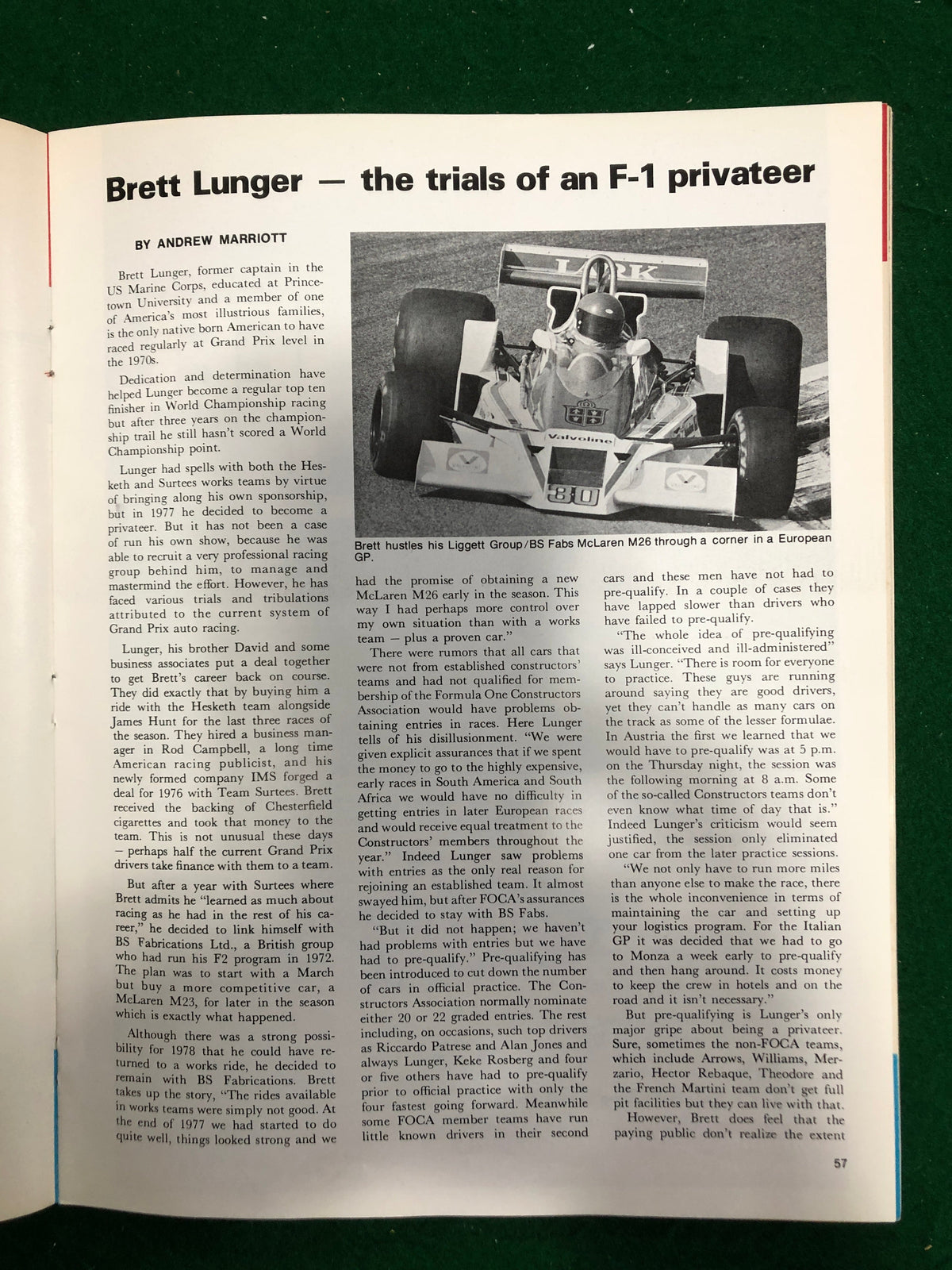F1 1978 USGP Watkins Glen Program - Mario Andretti World Champion