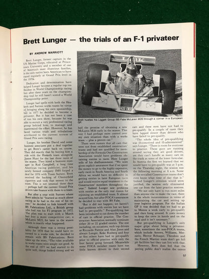 F1 1978 USGP Watkins Glen Program - Mario Andretti World Champion