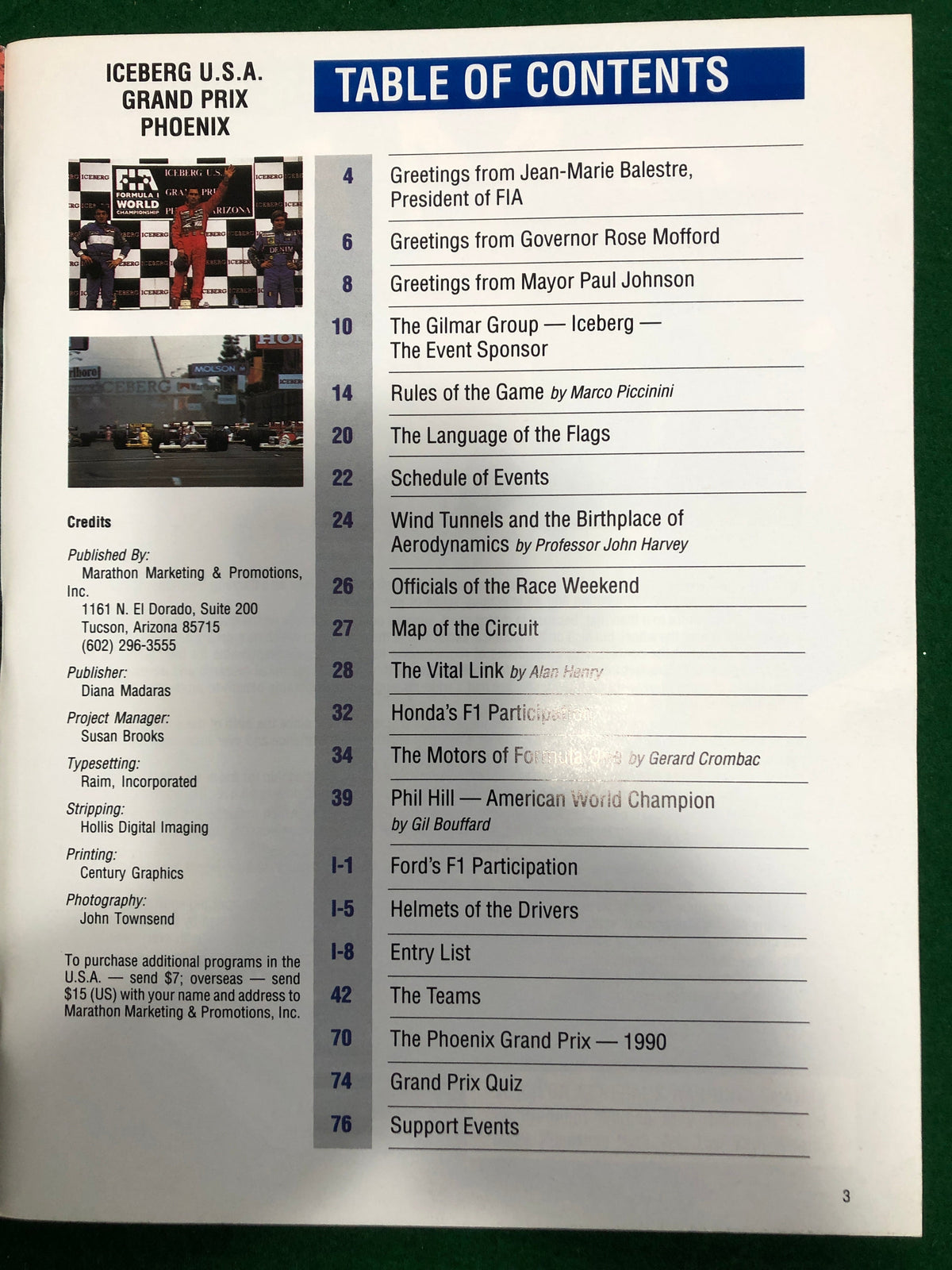 F1 1991 US Grand Prix Phoenix Program