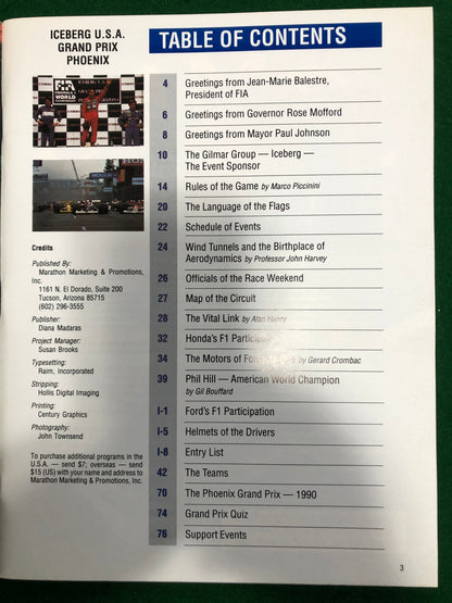 F1 1991 US Grand Prix Phoenix Program
