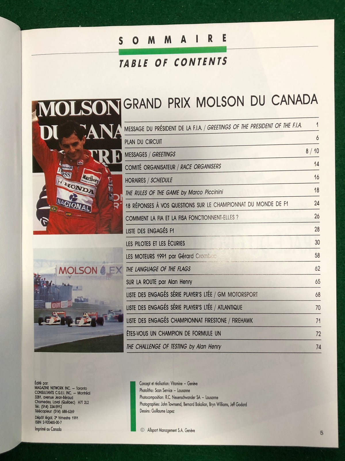 F1 1991 Canadian Grand Prix Montreal Program