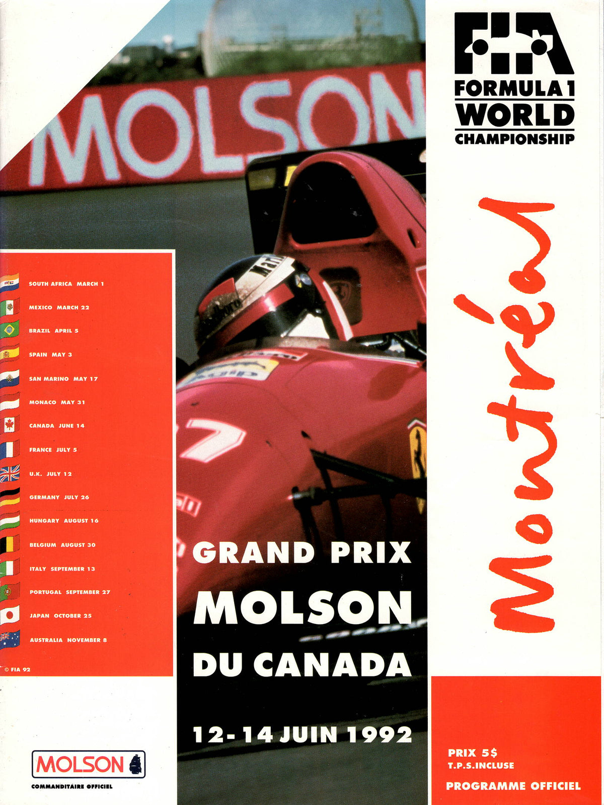 F1 1992 Canadian Grand Prix Montreal Program
