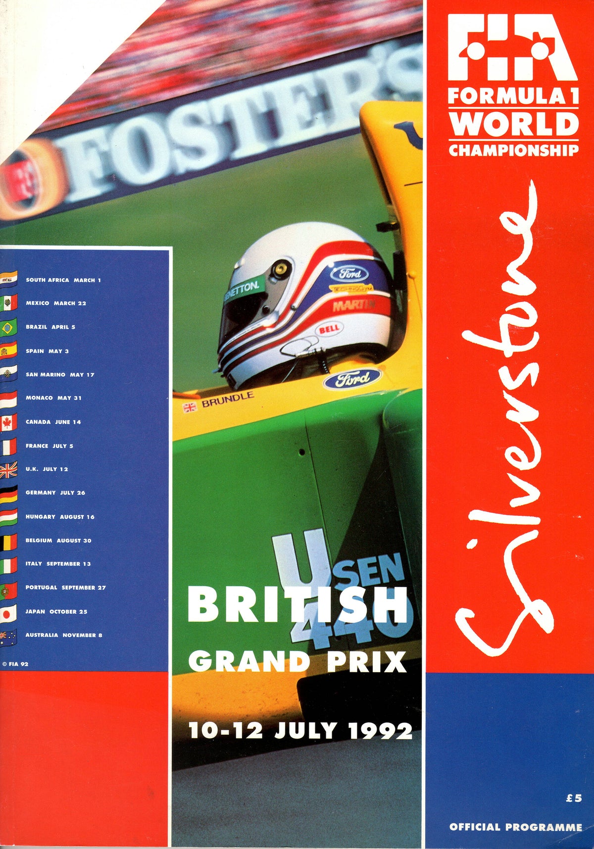 F1 1992 British Grand Prix Silverstone Program