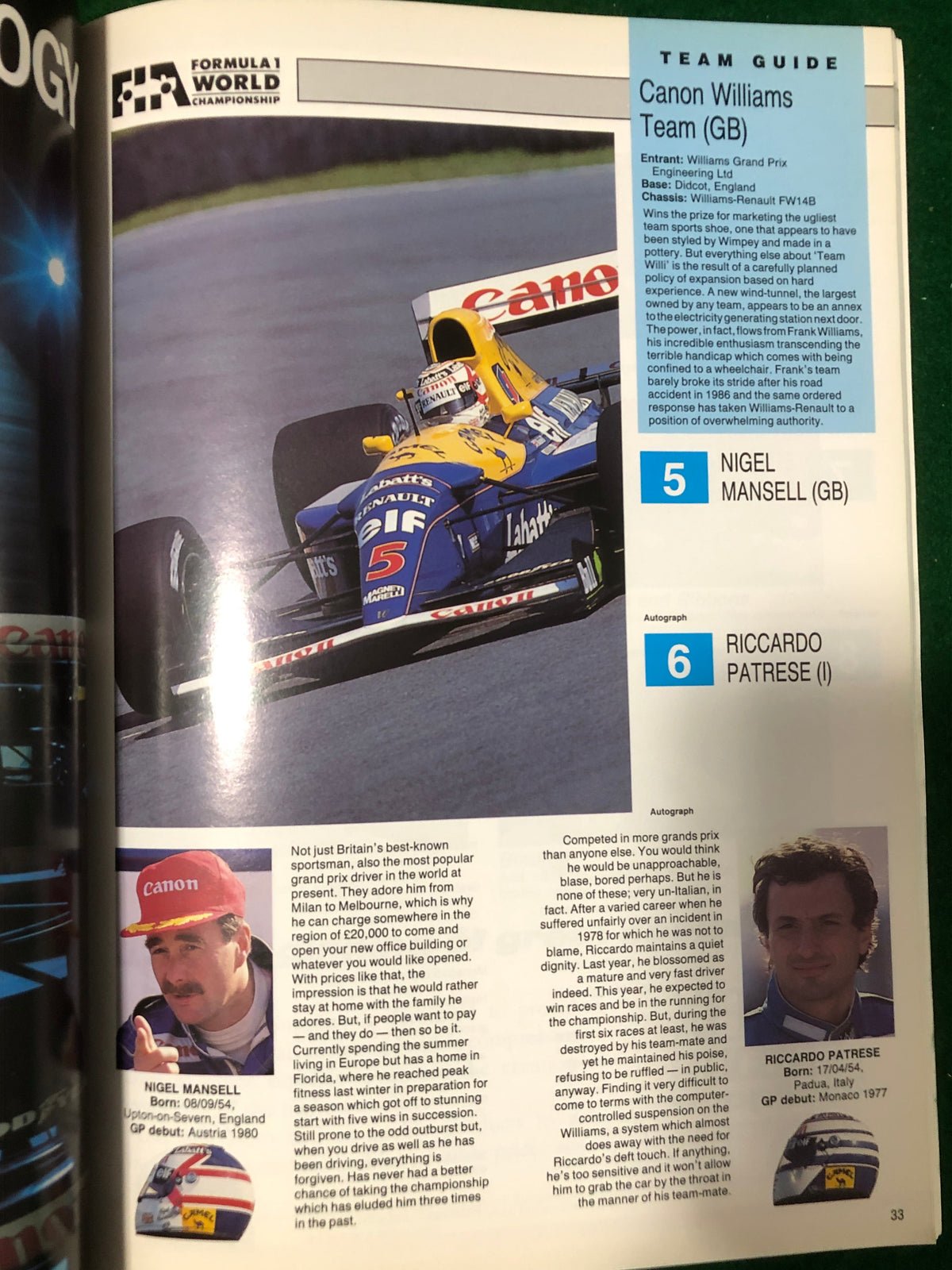 F1 1992 British Grand Prix Silverstone Program