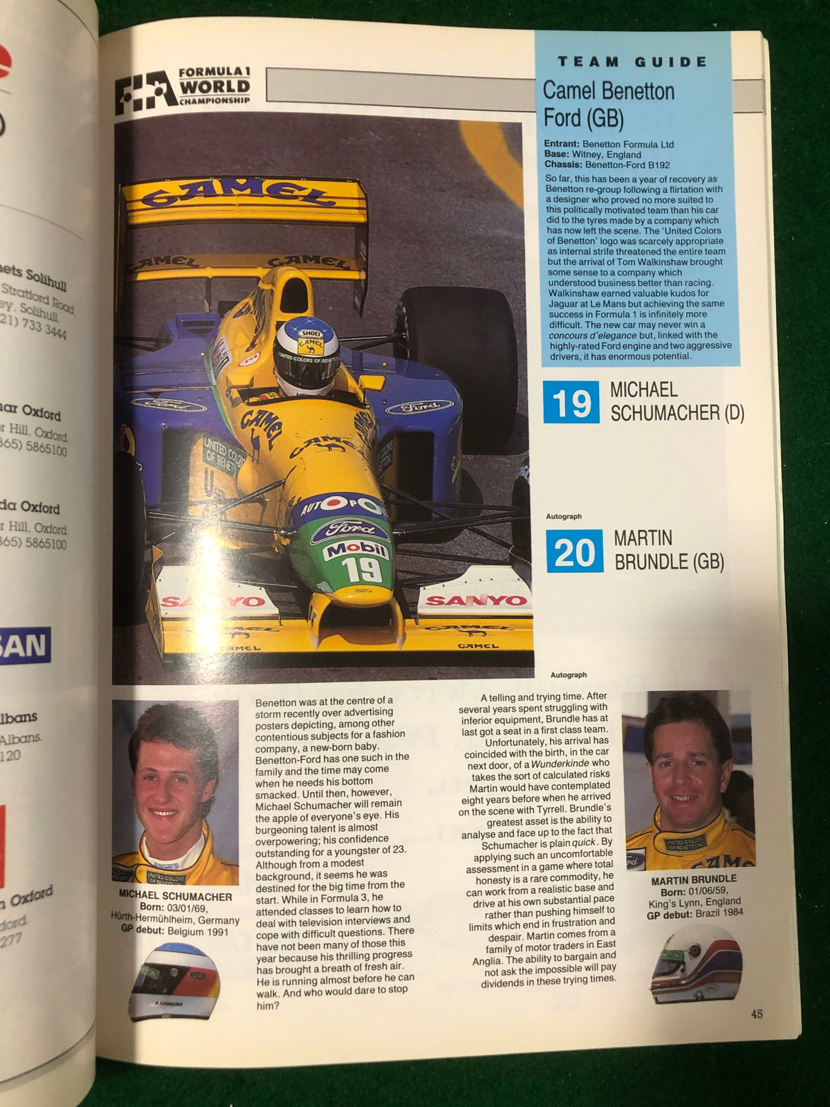 F1 1992 British Grand Prix Silverstone Program
