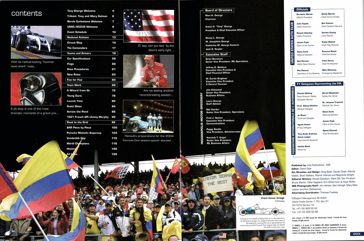 F1 2004 US Grand Prix Indianapolis Program