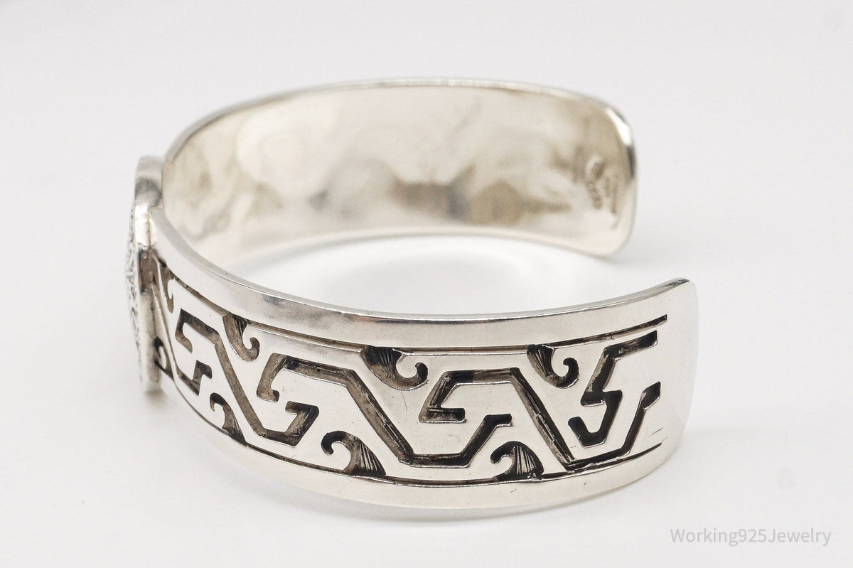 Vintage Escorcia Mexico Mayan Calendar Sterling Silver Cuff Bracelet – 41.4 g Estate Jewelry — photo 6 of 10