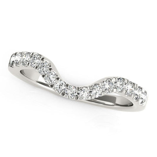 14k White Gold Curved Style Wedding Ring with Diamonds (1/3 cttw) — photo 1 of 2