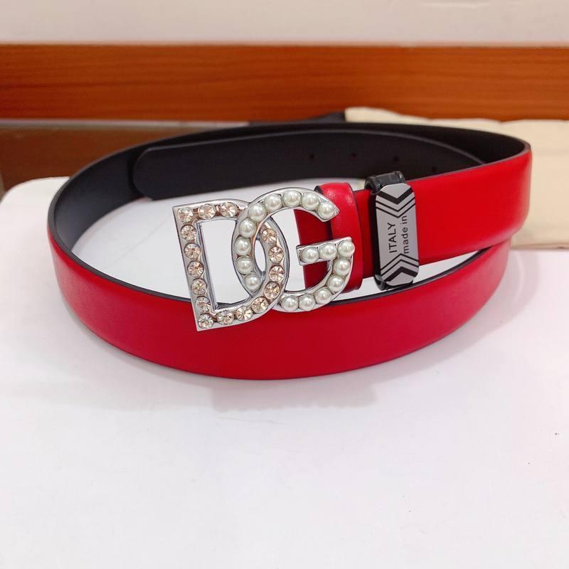 Dolce Gabbana Calfskin belt with bejeweled DG logo 'Red'