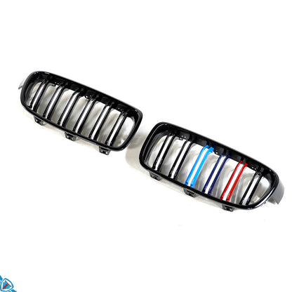 2012-2018 BMW 3 Series (F30/F31) M Style Dual Slat Kidney Grilles (Pair) [Various Finishes]