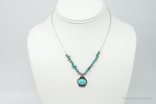 Vintage Native American Large Turquoise Sterling Silver Bead Necklace — photo 2 of 9